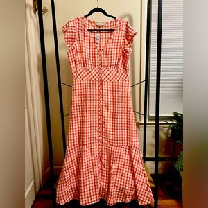 Loft size 12 dress red gingham. NWT. Summer party dress.